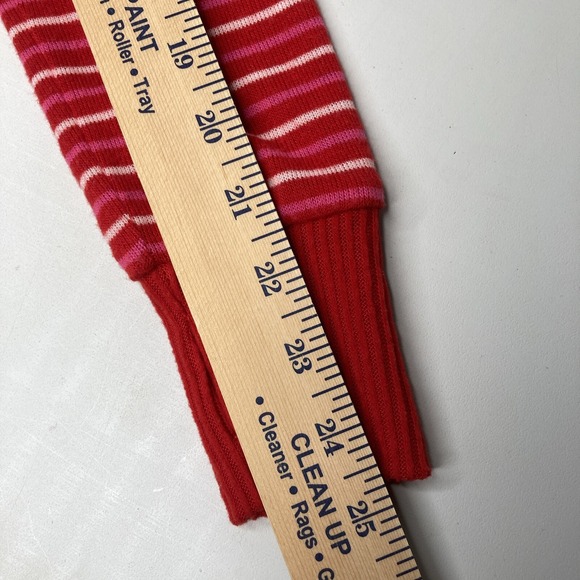 Colsie Small Lightweight Knitted Top Red Pink Striped Long Sleeves Crop VNeck - Picture 9 of 9